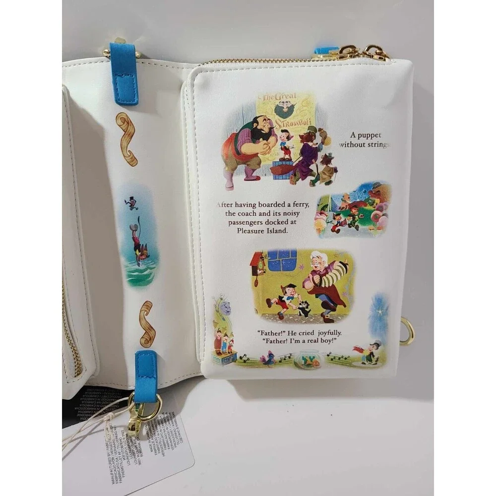 Official Pinocchio 1940 Classic Book Faux Leather Crossbody Bag NEW Loungefly